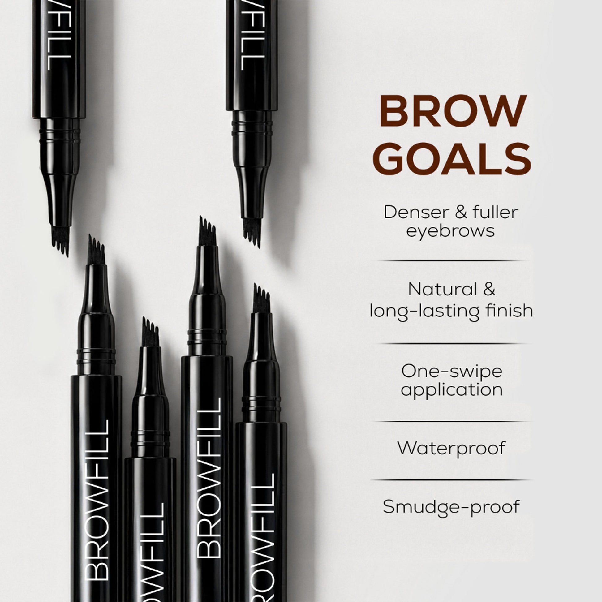 RENEE Browfill Eyebrow Pen For Denser & Fuller Brows- Black, Waterproof, Smudge-proof & Long-Lasting - Brown