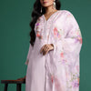 Indyancart Women's Plus Size Floral Embroidered Beads & Stones Kurta with Trousers & With Dupatta