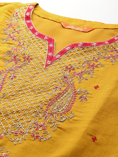 Dhiyona IE Women Ethnic Motifs Embroidered Gotta Patti Kurta with Trousers & Dupatta