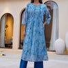 Dhiyona IE Floral Printed Regular Mandarin Collar Sequinned Pure Cotton Kurta With Trousers
