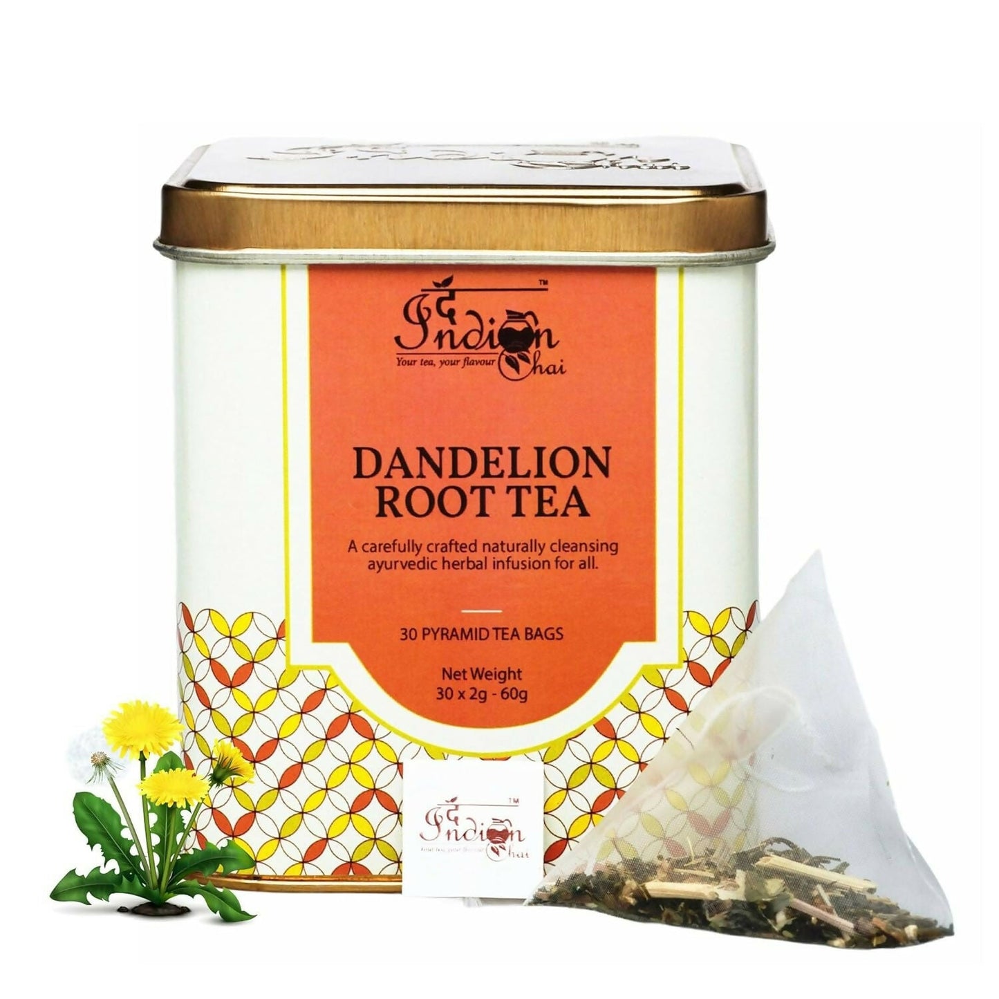 The Indian Chai – Dandelion Root Tea 30 Pyramid Tea Bags