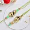Dhiyona Green Kundan-Studded & Beaded Bhaiya Bhabhi Thread Rakhi