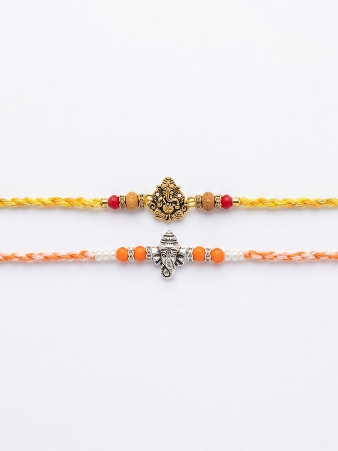 Anouk Set Of 2 Multicolor Religious Thread Rakhi With Roli Chawal Chandan Mishri