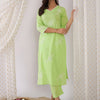 Dhiyona IE Embroidered Three-Quarter Sleeves V-Neck Pure Cotton Tunic With Trouser