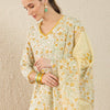 Dhiyona IE Floral Printed Pure Cotton Straight Kurta With Trousers & Dupatta