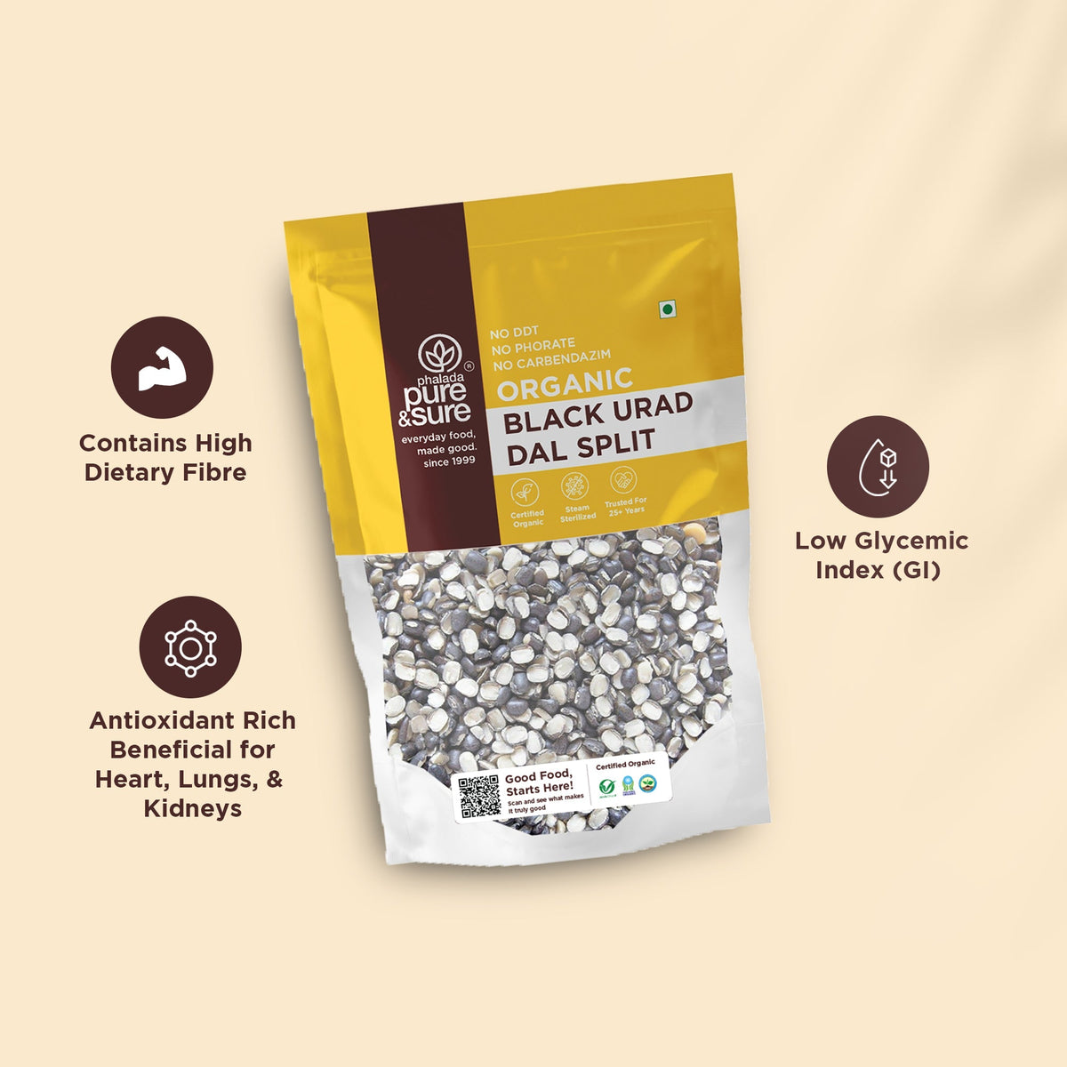 Pure & Sure Organic Black Urad Dal Split