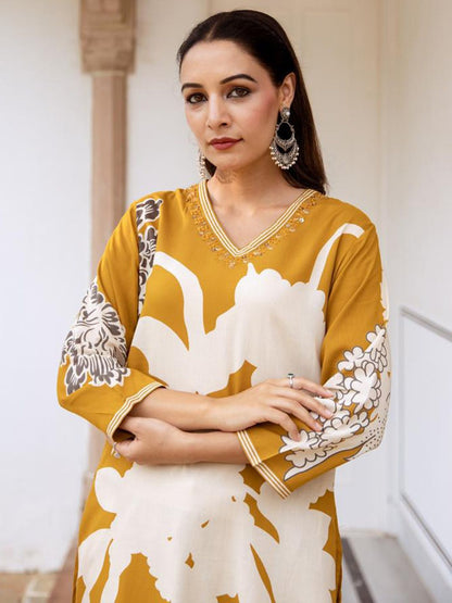 Floral Printed Sequinned Kurta With Salwar