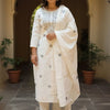 Indyancart IE Women Ethnic Motifs Embroidered Regular Thread Work Pure Cotton Kurta with Trousers & With Dupatta