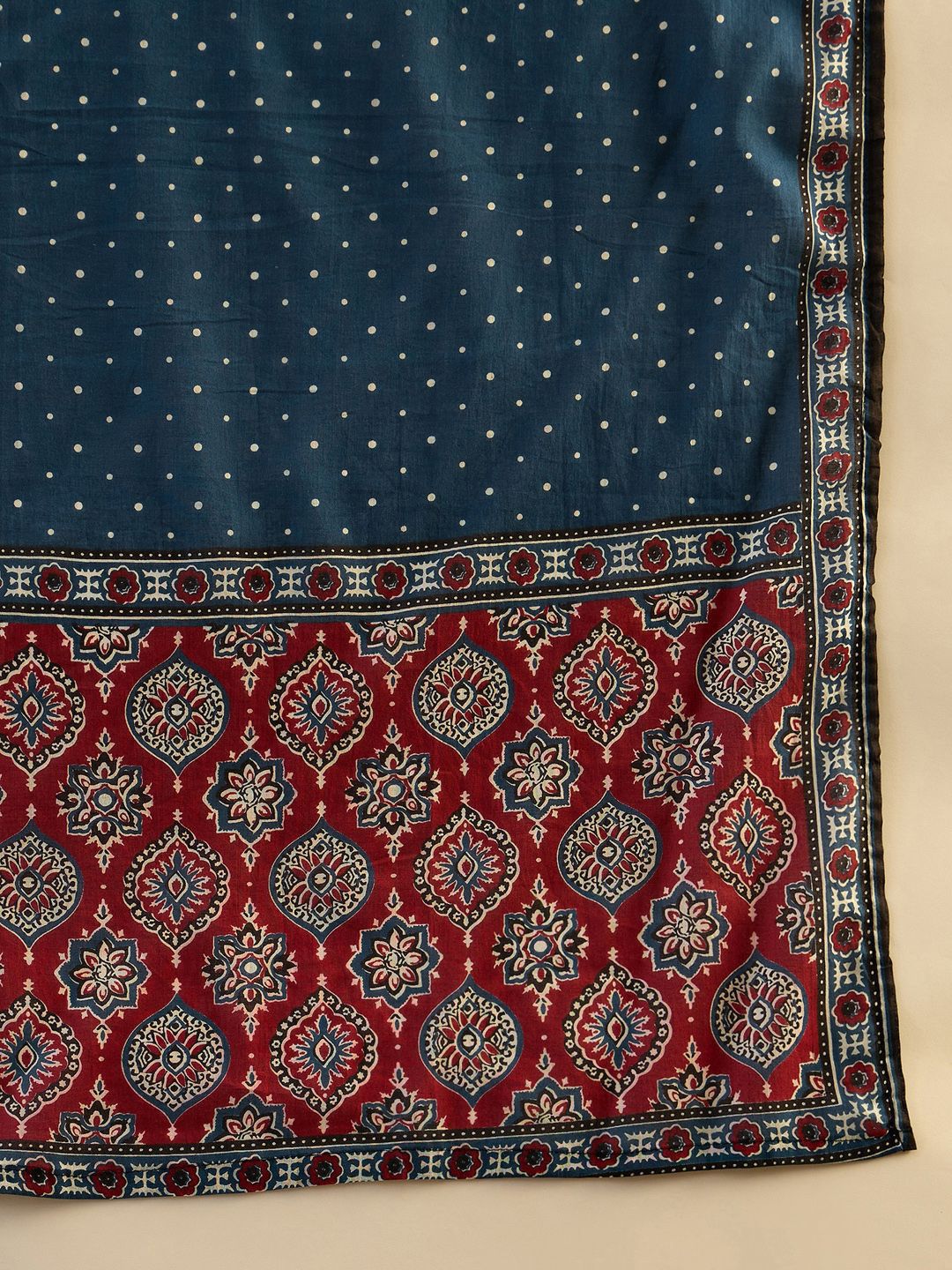 Dhiyona IE Ethnic Motifs Printed Pure Cotton Straight Kurta With Trousers & Dupatta