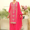 Indyancart IE Women Ethnic Motifs Embroidered Regular Thread Work Kurta with Palazzos & With Dupatta