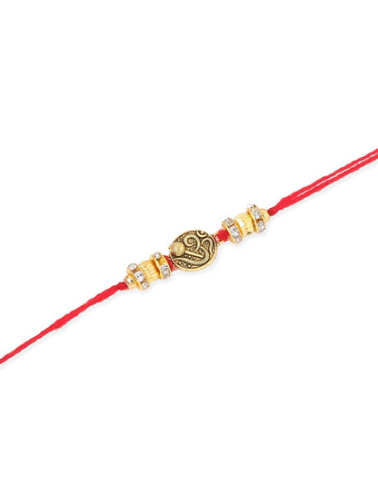 Anouk Set Of 4 Artificial Stones Studded & Beaded Swastik Thread Rakhis