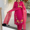 Dhiyona IE Women Floral Embroidered Regular Thread Work Kurta with Trousers & With Dupatta