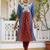Dhiyona IE Women Floral Printed Panelled Pure Cotton Kurta with Trousers
