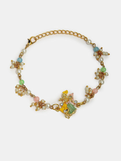 Anouk Unisex Set Of 2 Multicolor Gold-Toned Radha Krishna Beaded Bhaiya Bhabhi Rakhi