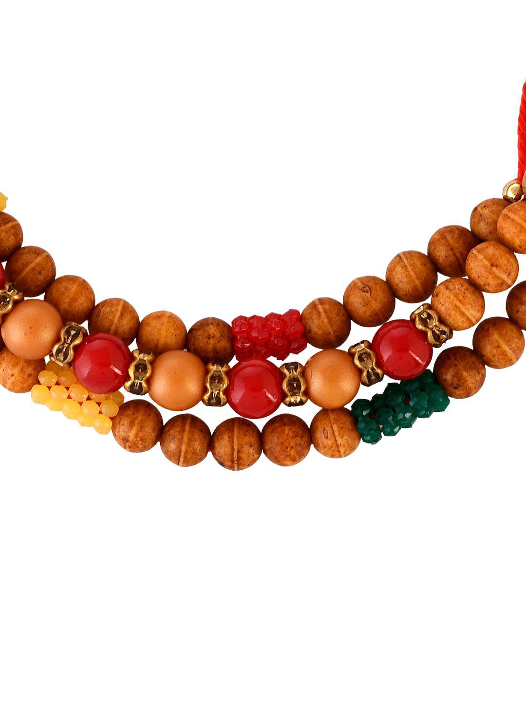 Anouk Red Stone Studded & Beaded Thread Rakhi With Roli Chawal With Greeting Card