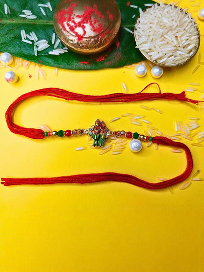 Anouk Set Of 6 Beaded Cotton Thread with AD Stones & Meenakari Designer Rakhi for Brother