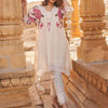 Dhiyona IE Floral Embroidered Beads And Stones V-Neck A-Line Pure Cotton Kurta With Trousers