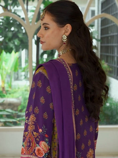 Indyancart IE Ethnic Motifs Printed Round Neck Mirror Work Silk Kurta With Palazzos & Dupatta