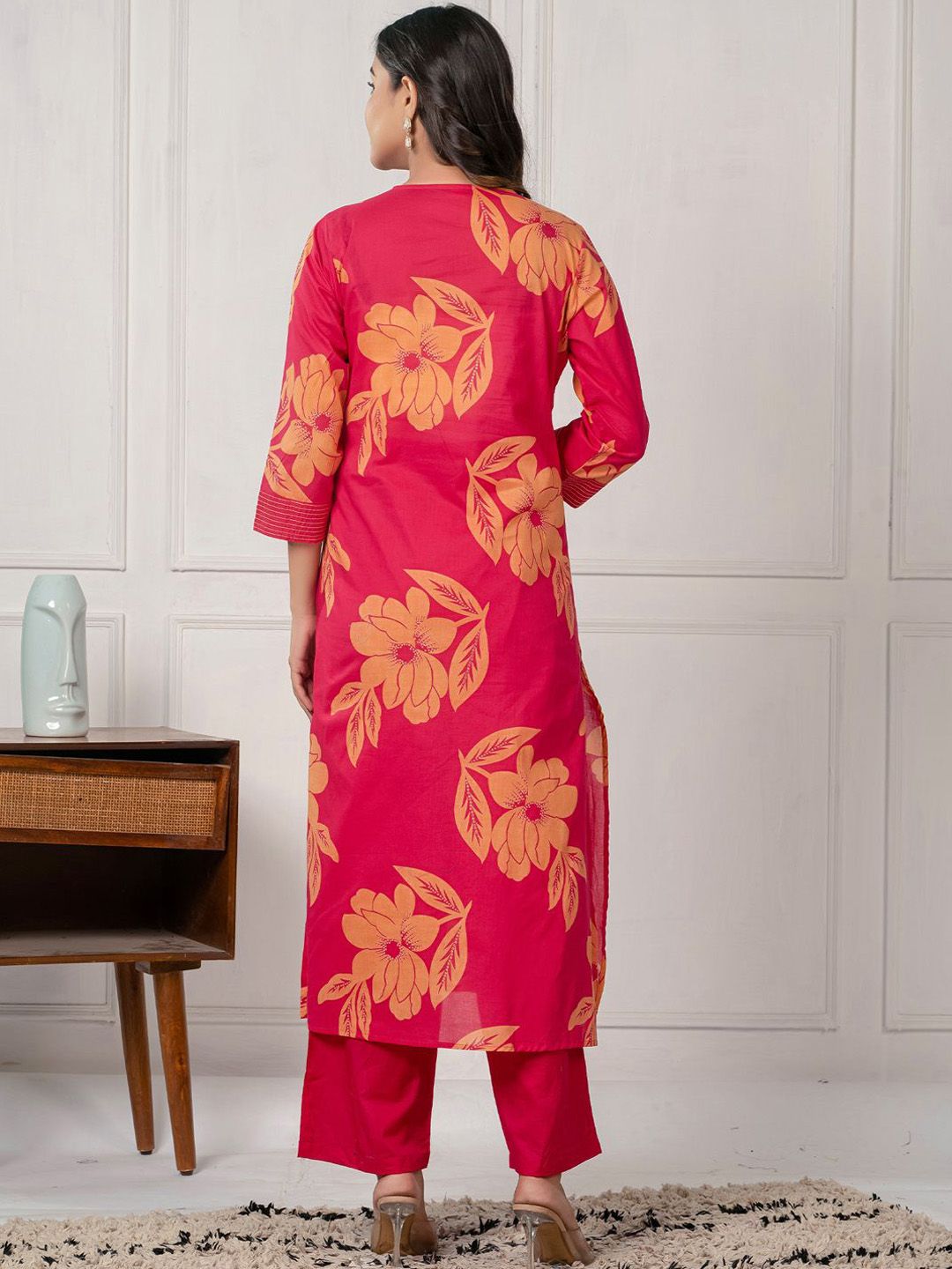 Floral Printed Regular Pure Cotton Kurta With Trousers