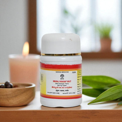 Impcops Impooral Vadagam Ayurvedic tablets in a bottle, traditional herbal supplement for health and wellness.