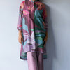 Women's Dusty Lilac and Rose Pink Mix Colored Bemberg Silk Printed Co-ord Set