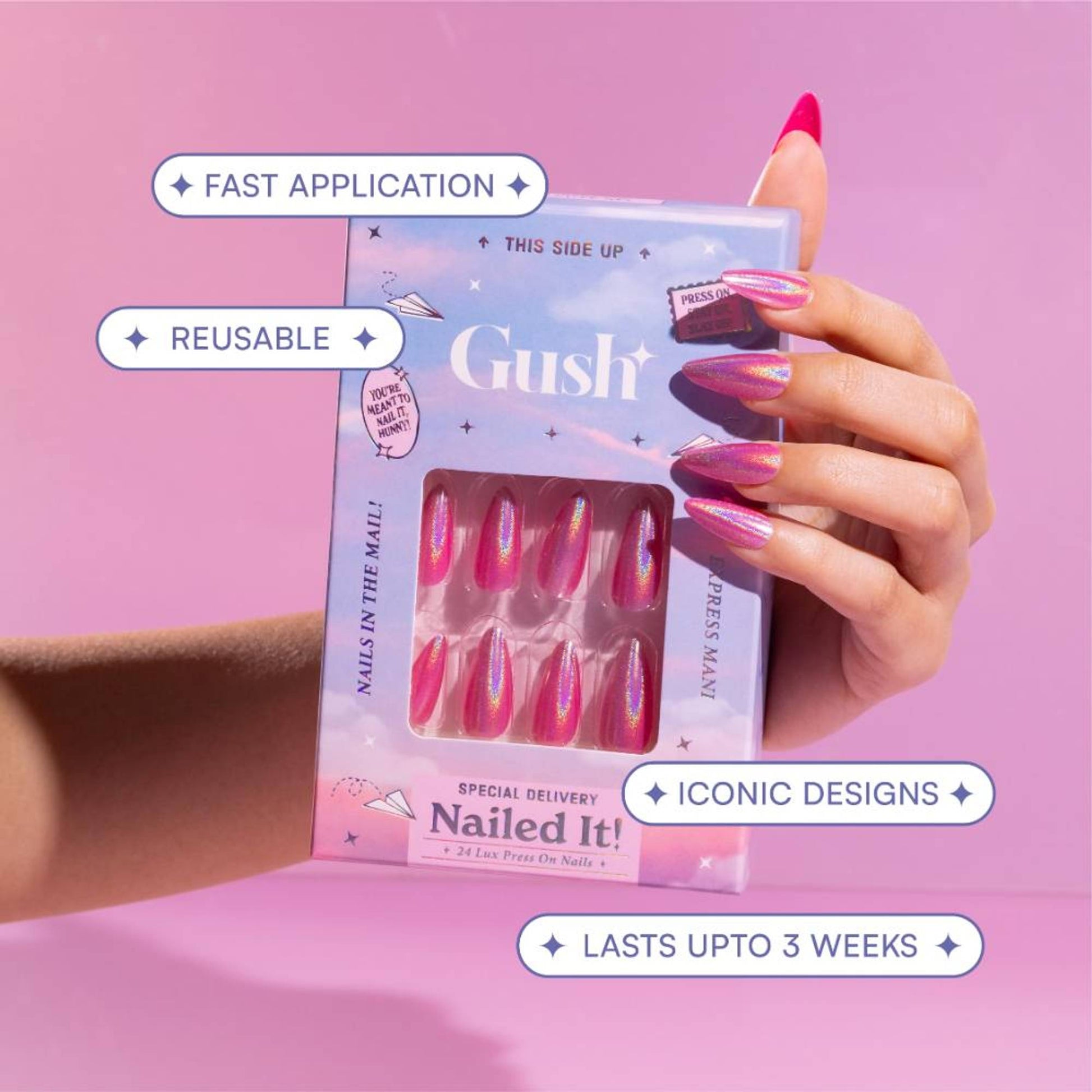 Gush Beauty Nailed It Reusable Luxury Press On Nails With Application Kit - Sea You Never