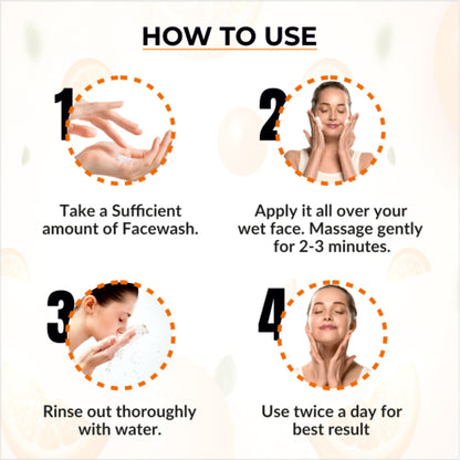 Dr. Sakhiya Vitamin C face wash bottle with brightening and antioxidant-rich formula, designed for daily glowing skin.
