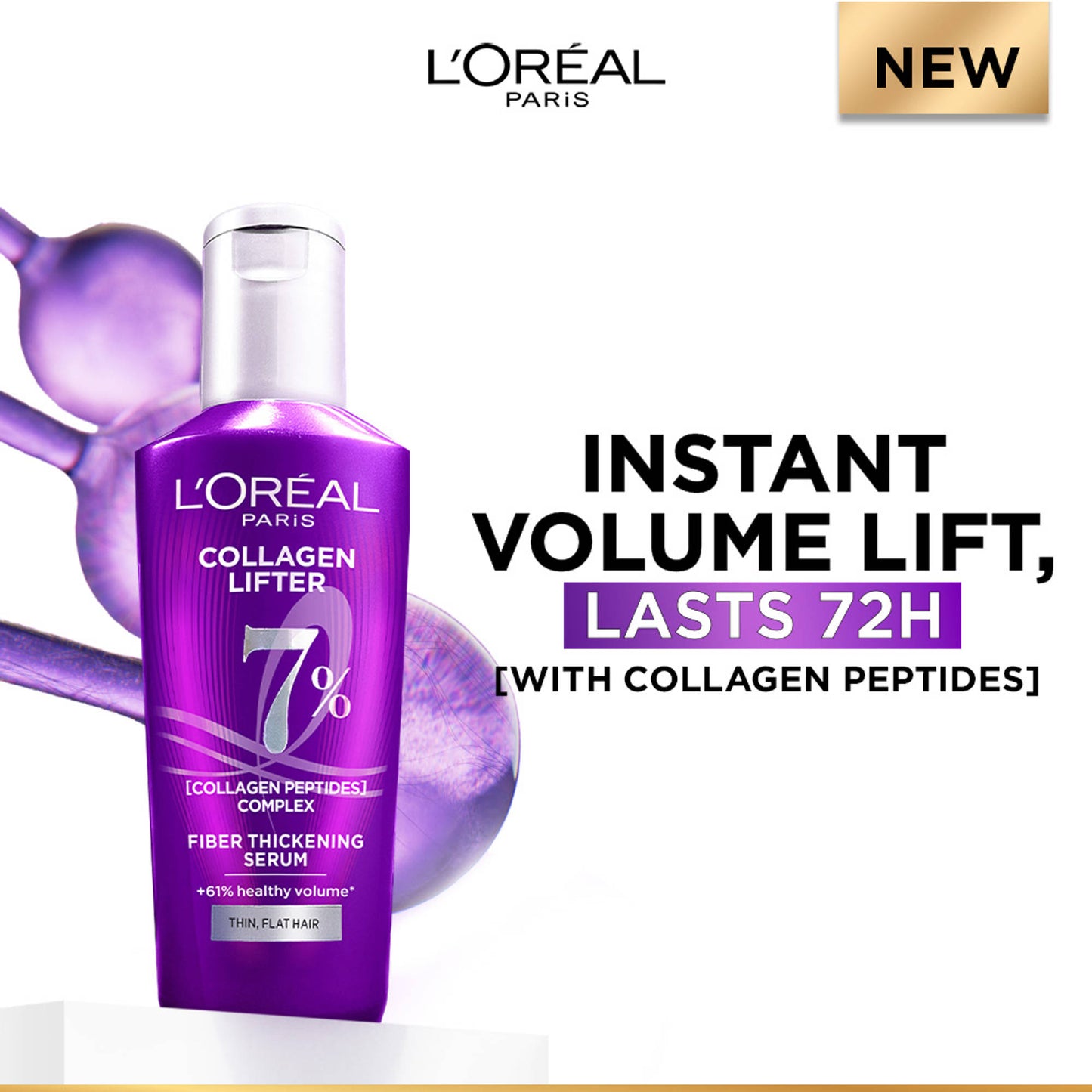 Collagen Lifter Hair Thickening Serum with 7% Collagen Peptides for lightweight volume