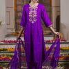 Dhiyona IE Floral Embroidered Sequinned Liva Kurta With Trousers & Dupatta