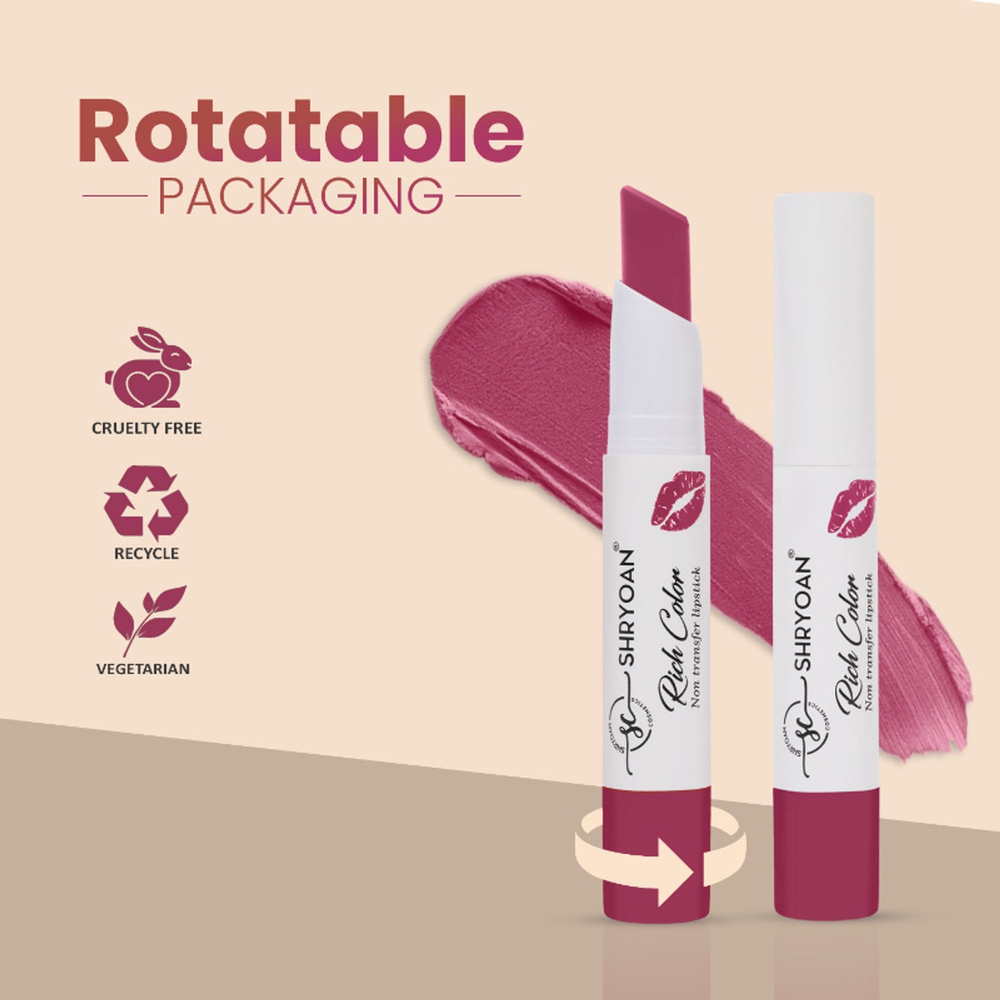 Shryoan Rich Color Non-Transfer Long Stay Creamy Lipstick - Grape Fruit 15 - Berry Rush - 07