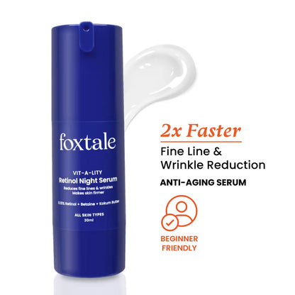 Foxtale 0.15% Anti Ageing Retinol Face Serum, Beginner-Safe, Targets Fine Lines & Wrinkles