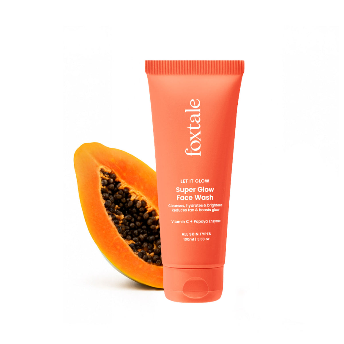 Foxtale Super Glow Face Wash with Papaya Enzyme & Vitamin C for Tan Removal & Glowing Skin