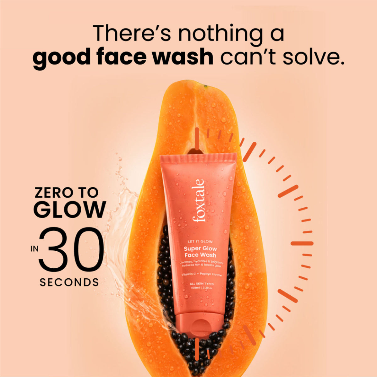 Foxtale Super Glow Face Wash with Papaya Enzyme & Vitamin C for Tan Removal & Glowing Skin