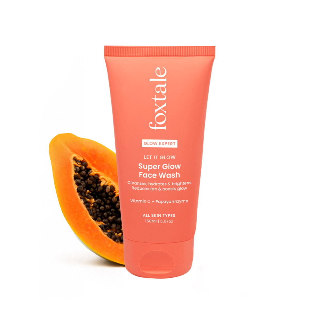 Foxtale Super Glow Face Wash with Papaya Enzyme & Vitamin C for Tan Removal & Glowing Skin