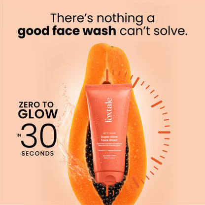 Foxtale Super Glow Face Wash with Papaya Enzyme & Vitamin C for Tan Removal & Glowing Skin