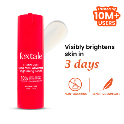 Foxtale 10% Vitamin C-Glutathione Brightening Face Serum For Glowing Skin, Dark Spots & Pigmentation