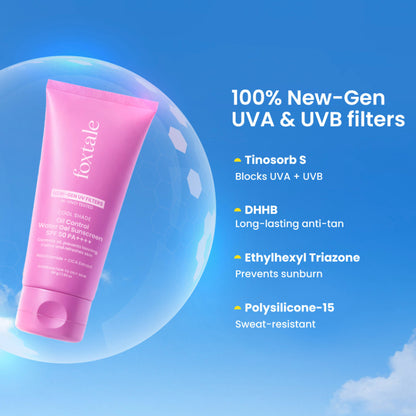 Foxtale SPF 50 Ice-Burst Gel Sunscreen for Oily Skin, In-Vivo Tested PA++++, Lightweight, Matte Skin