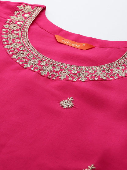 Indyancart IE Floral Embroidered Kurta with Trousers & With Dupatta