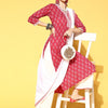 Dhiyona IE Women Red Floral Printed Regular Kurta with Palazzos & With Dupatta