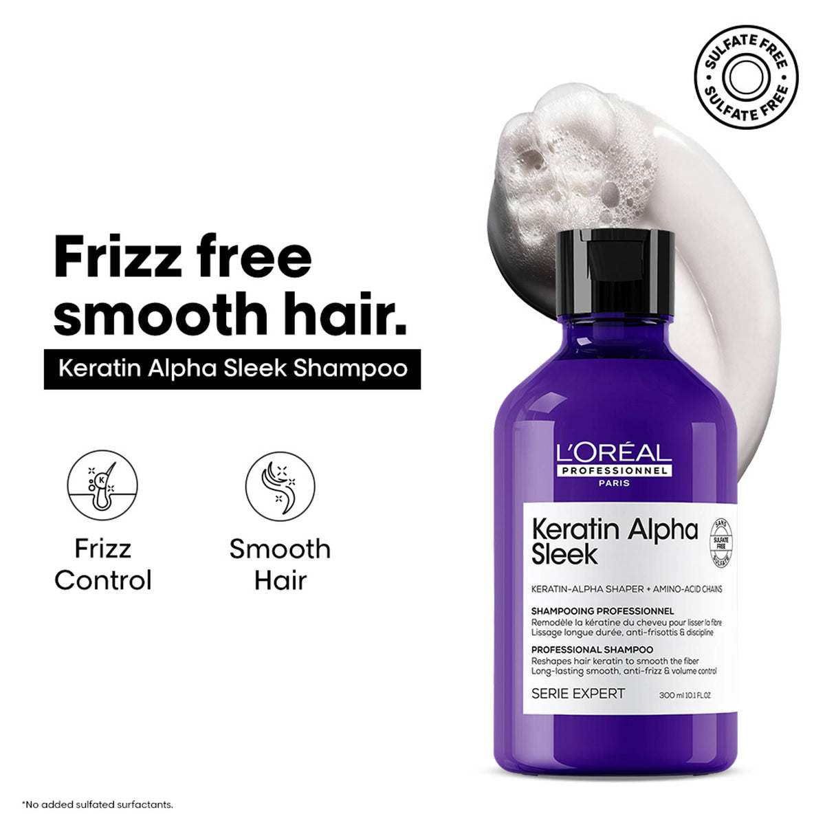 L'Oreal Professionnel Keratin Alpha Sleek Shampoo, Frizz Control and Smoothness for frizzy hair