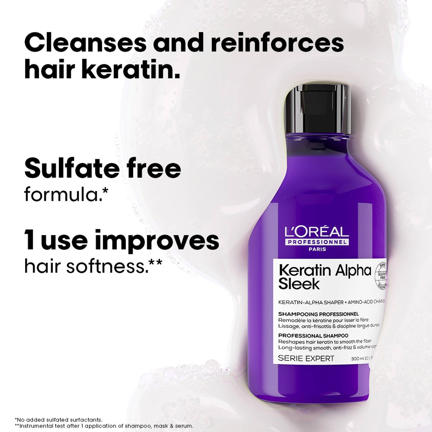 L'Oreal Professionnel Keratin Alpha Sleek Shampoo, Frizz Control and Smoothness for frizzy hair