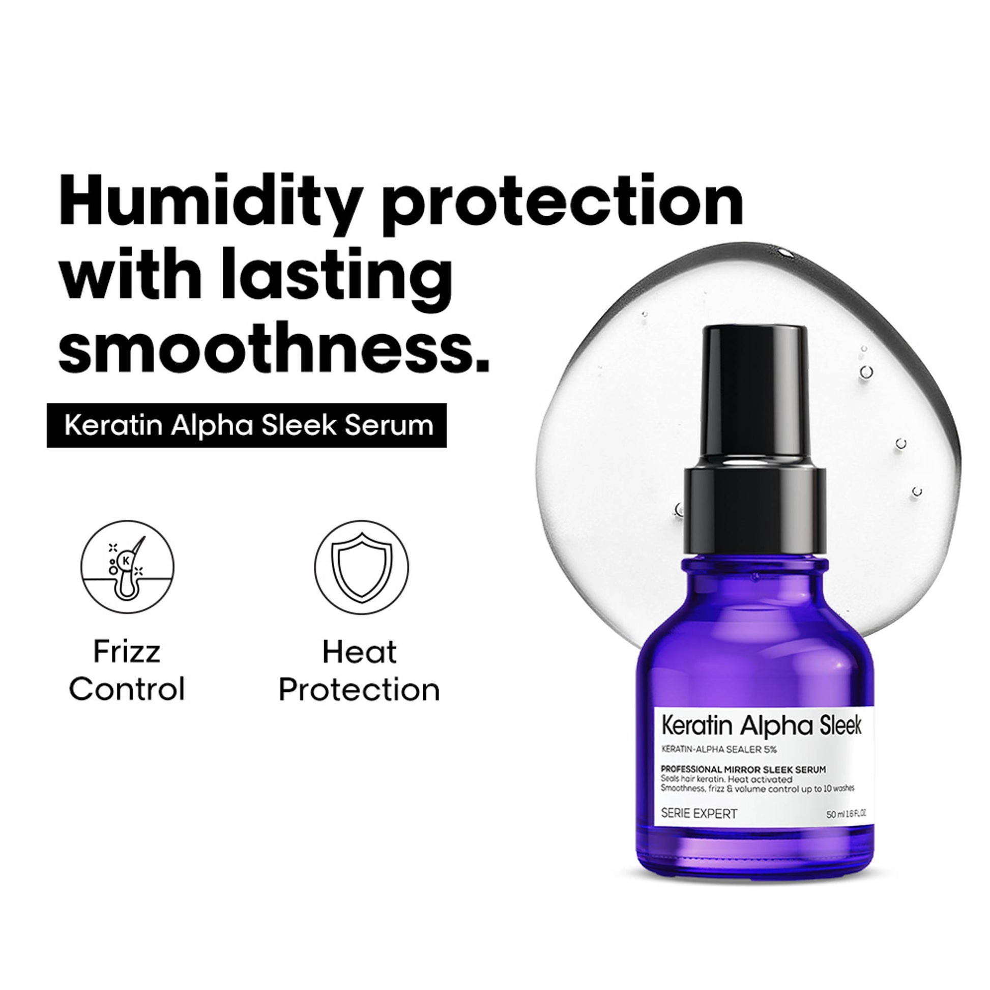 L'Oreal Professionnel Keratin Alpha Sleek Anti- frizz Serum for Glass shine and smoothness