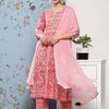 Dhiyona VA Women's Pink Floral Printed Gotta Patti Pure Cotton Kurta with Trousers & With Dupatta