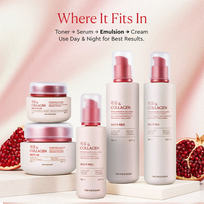The Face Shop Collagen & Pomegranate Emulsion - Anti Aging Korean Moisturizer with Panthenol