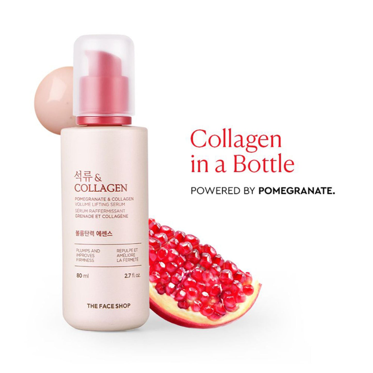The Face Shop Pomegranate And Collagen Serum, With 10% Collagen & Hyaluronic Acid, For Skin Firming