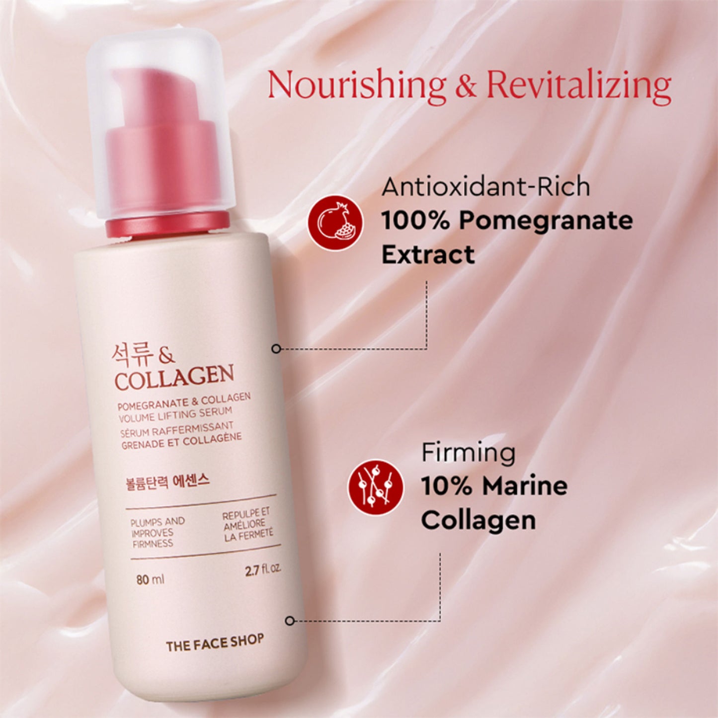 The Face Shop Pomegranate And Collagen Serum, With 10% Collagen & Hyaluronic Acid, For Skin Firming