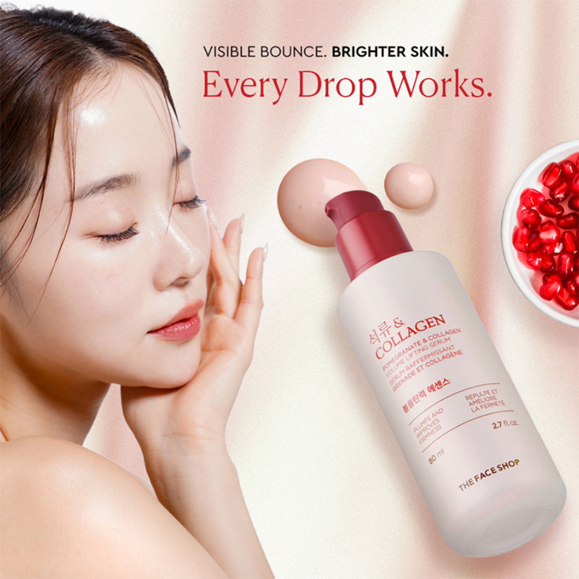 The Face Shop Pomegranate And Collagen Serum, With 10% Collagen & Hyaluronic Acid, For Skin Firming