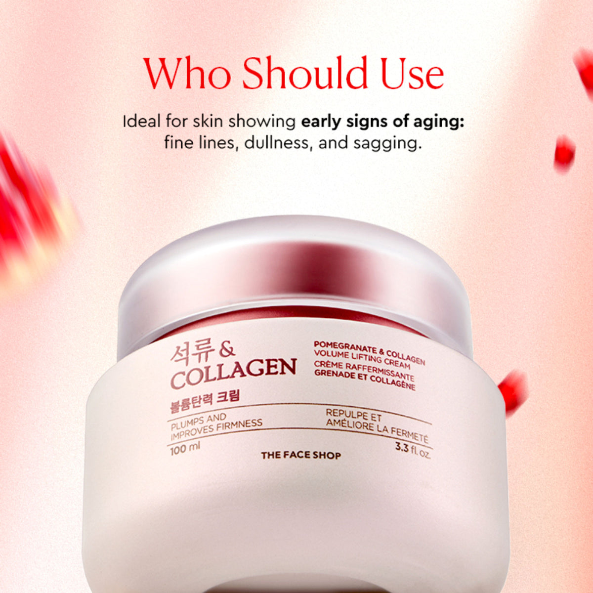 The Face Shop Pomegranate & 10% Collagen Korean Beauty Moisturizer - Anti Aging Day & Night Cream