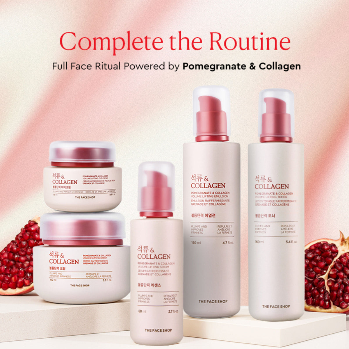 The Face Shop Pomegranate & 10% Collagen Korean Beauty Moisturizer - Anti Aging Day & Night Cream