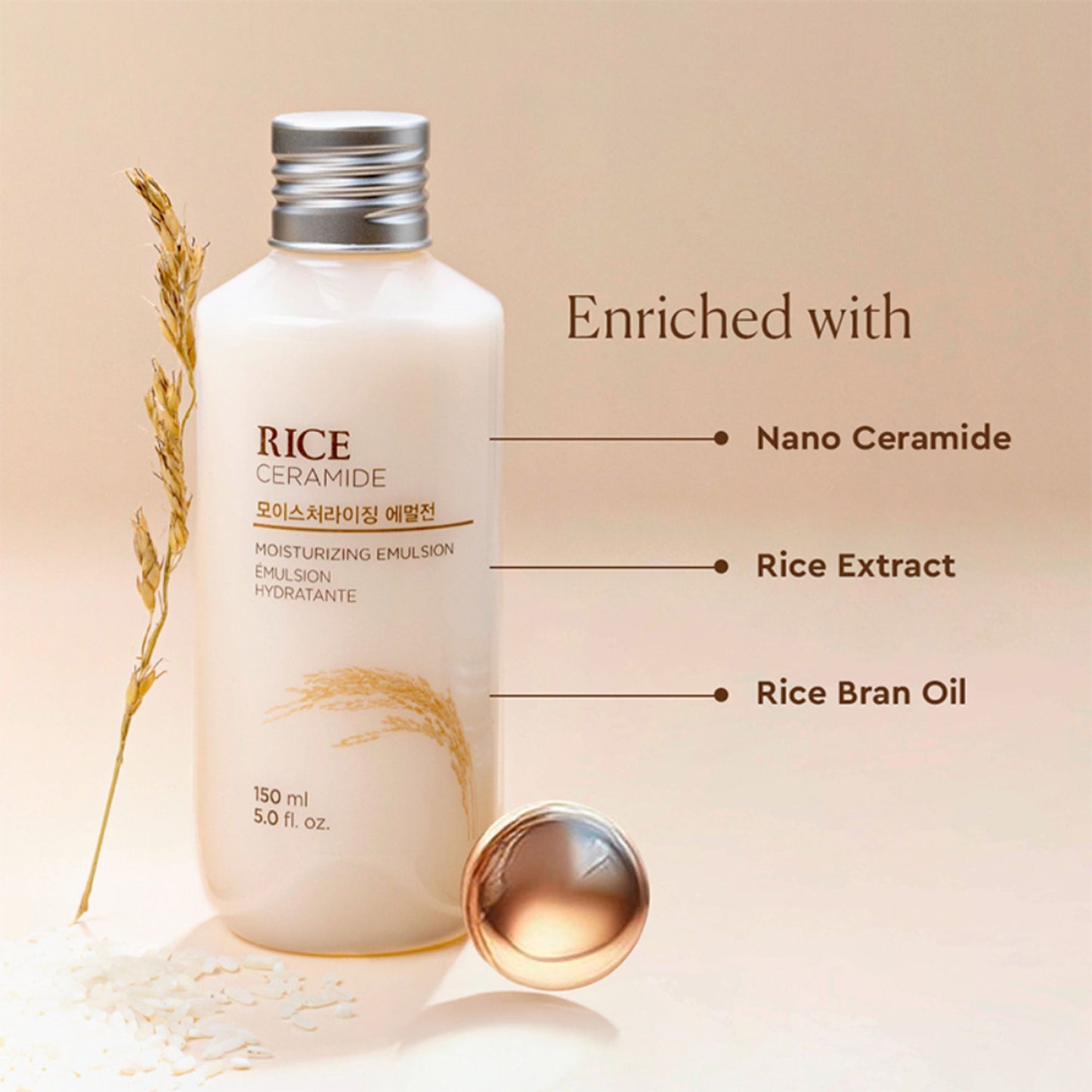 The Face Shop Rice & Ceramide Moisturizing Emulsion, Locks Skin Moisture & Strengthens Skin Barrier
